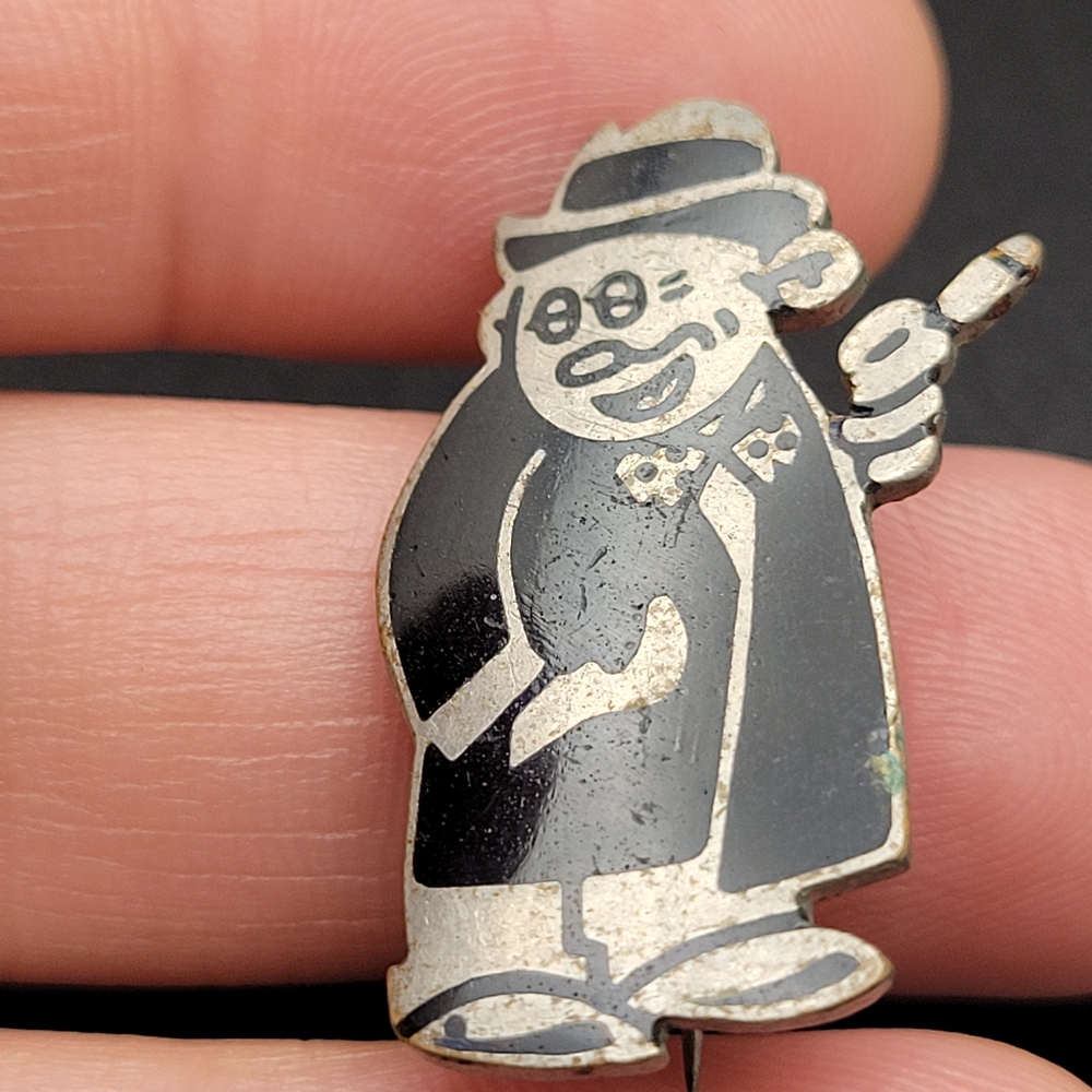 Vintage Cartoon Man Pin Brooch REIST RINGT LUCK - Picture 2 of 8